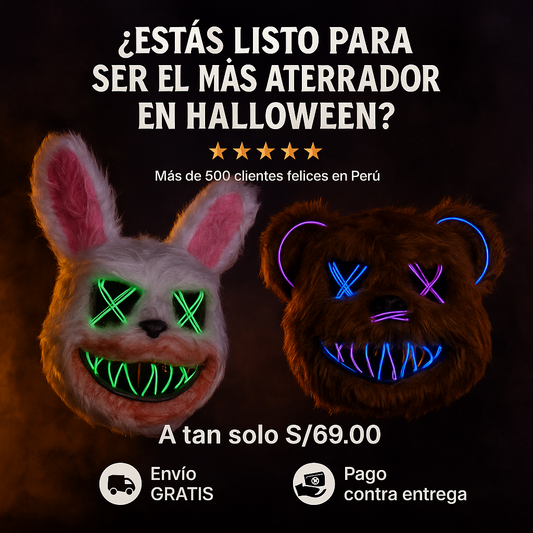 🎃Máscara de Oso y Conejo LED Halloween🎃